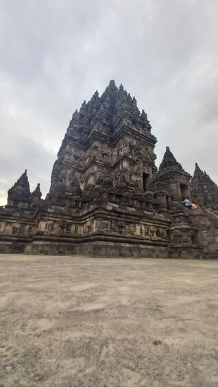 An ancient temple with intricate carvings and multiple spires. 4