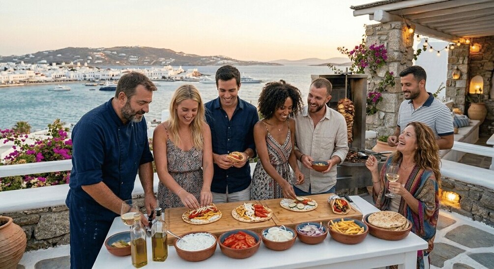 Picture 2 for Activity Mykonos: Private Greek Gyros Dining Experience & Masterclass 3
