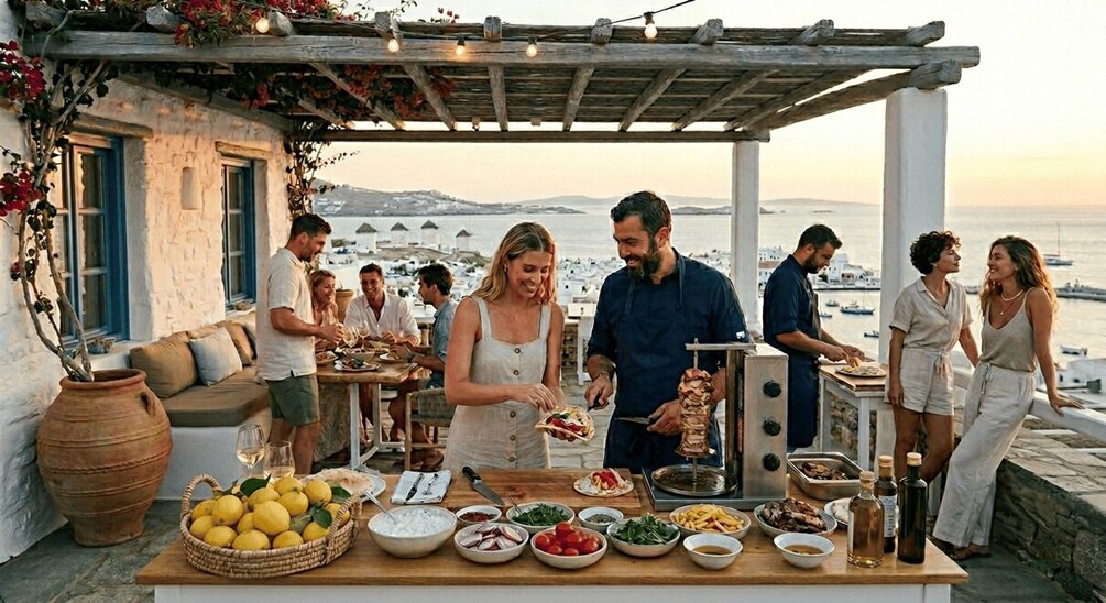 Picture 4 for Activity Mykonos: Private Greek Gyros Dining Experience & Masterclass 2