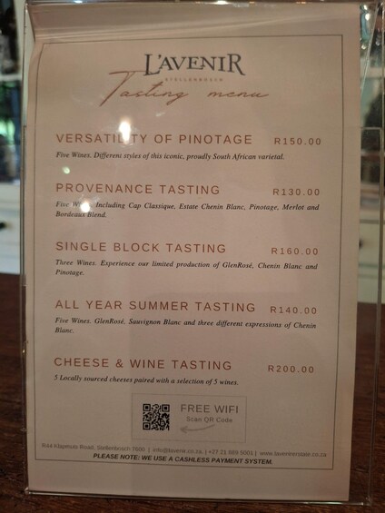 A menu for L'AVENIR tasting menu. 3