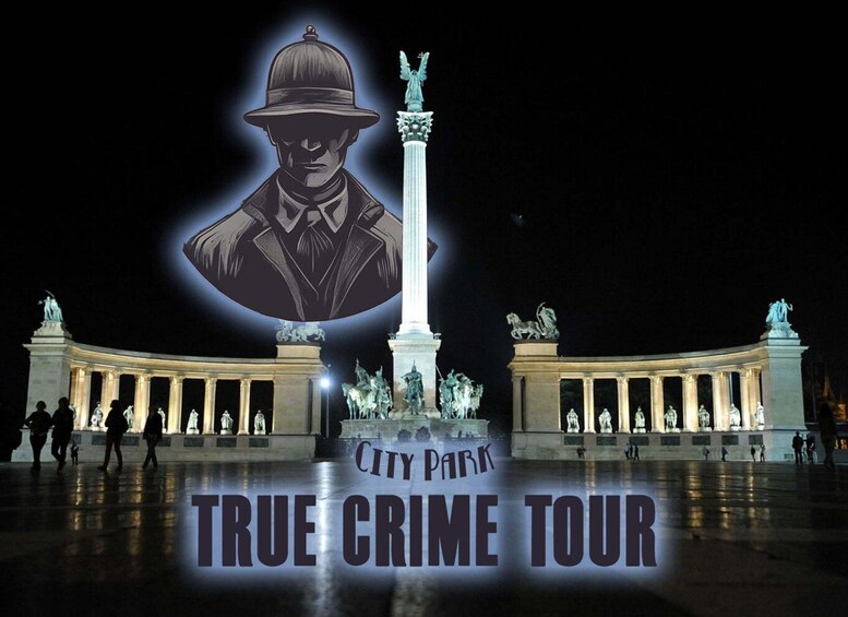 Un parc urbain avec une statue et une grande figure illuminée. 3