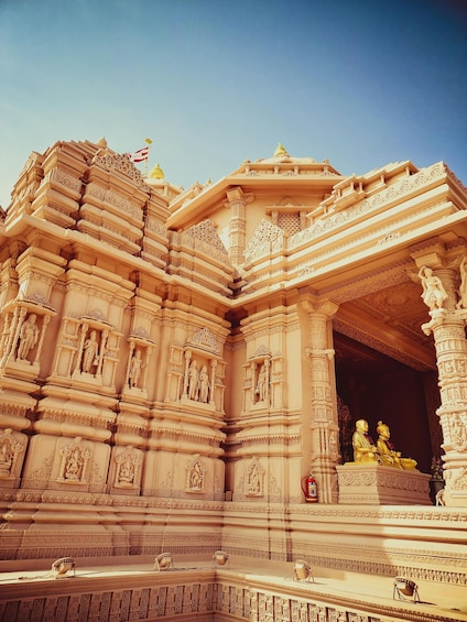 A temple with intricate carvings and statues. 2