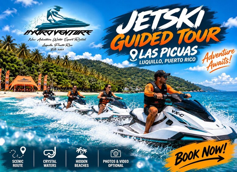 A Jetski guided tour in Puerto Rico, featuring scenic routes, crystal waters, and hidden beaches. 1
