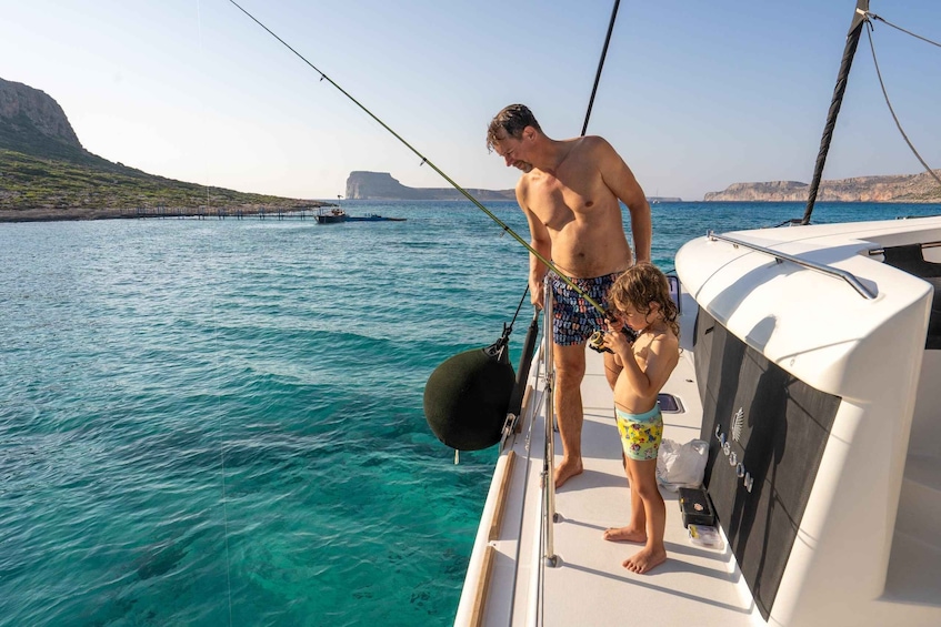 Picture 3 for Activity Kissamos: Catamaran Balos Sunset Cruise with Sushi & Drinks 3