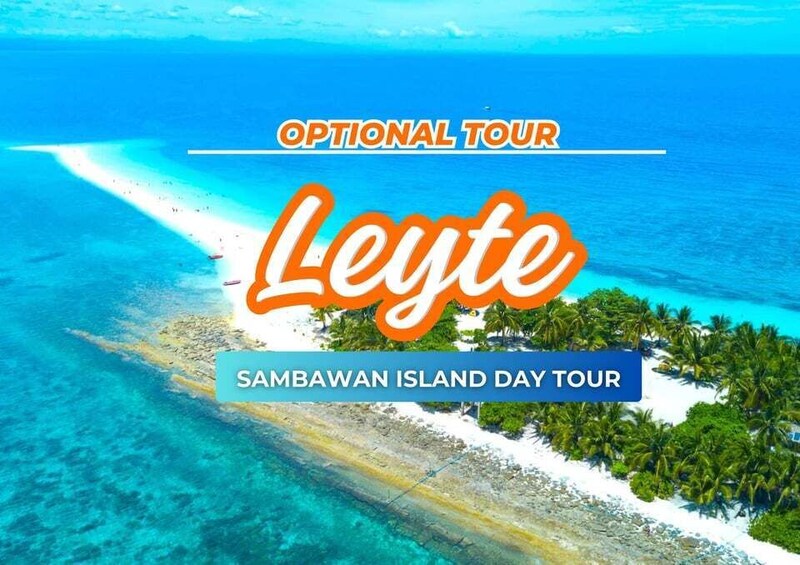An optional tour to Leyte, featuring a Sambahawan Island day tour with a beach and palm trees. 2