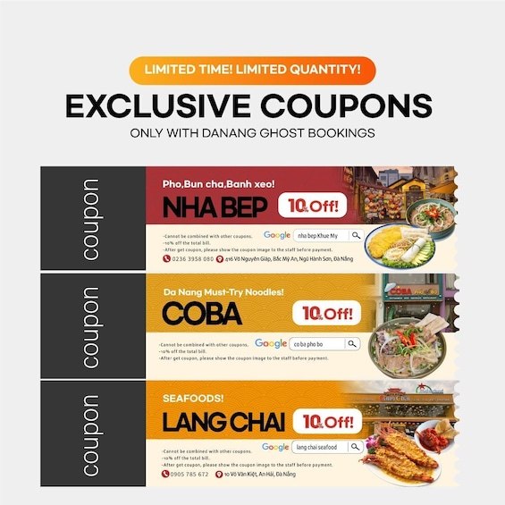 A promotional flyer for exclusive coupons at Danang Ghost Bookings. 4