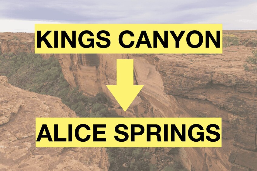 A canyon with a yellow arrow pointing downwards. 2