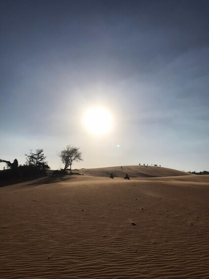 A desert landscape with sand dunes and a clear sky. 2