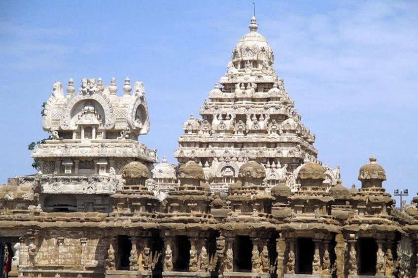 A temple with intricate carvings and multiple spires. 4