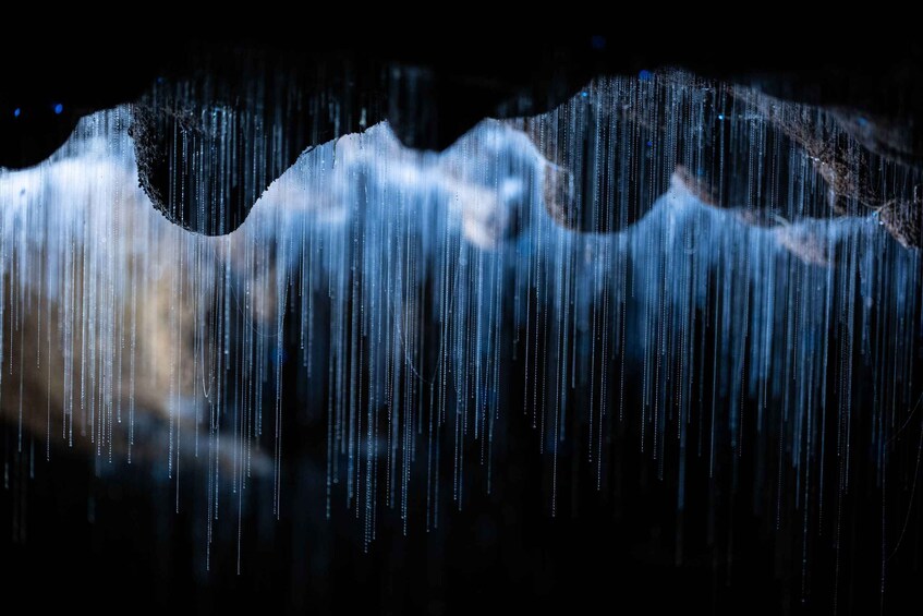 A waterfall with water cascading over rocks. 2