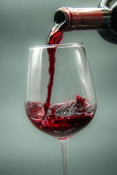Se vierte vino tinto de una botella en un vaso. 5