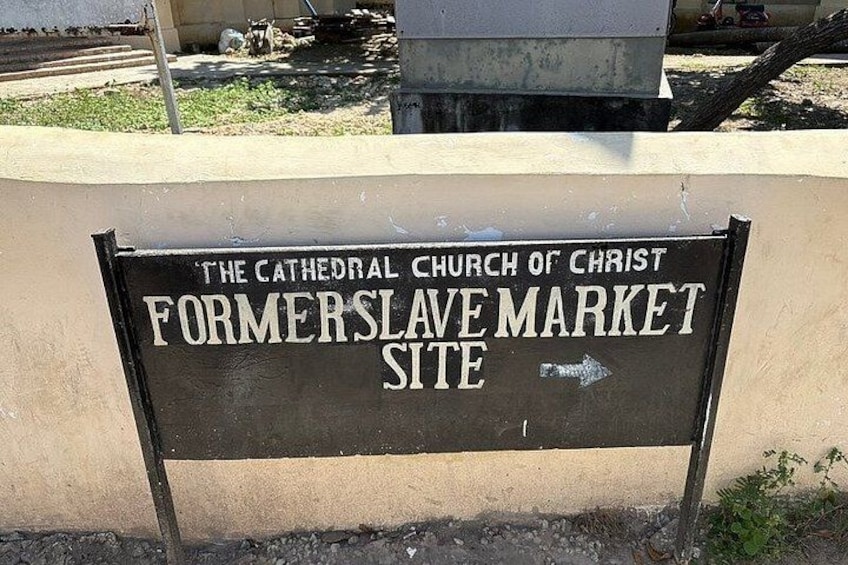 A sign for The Cathedral Church of Christ, Formerslave Market Site. 2