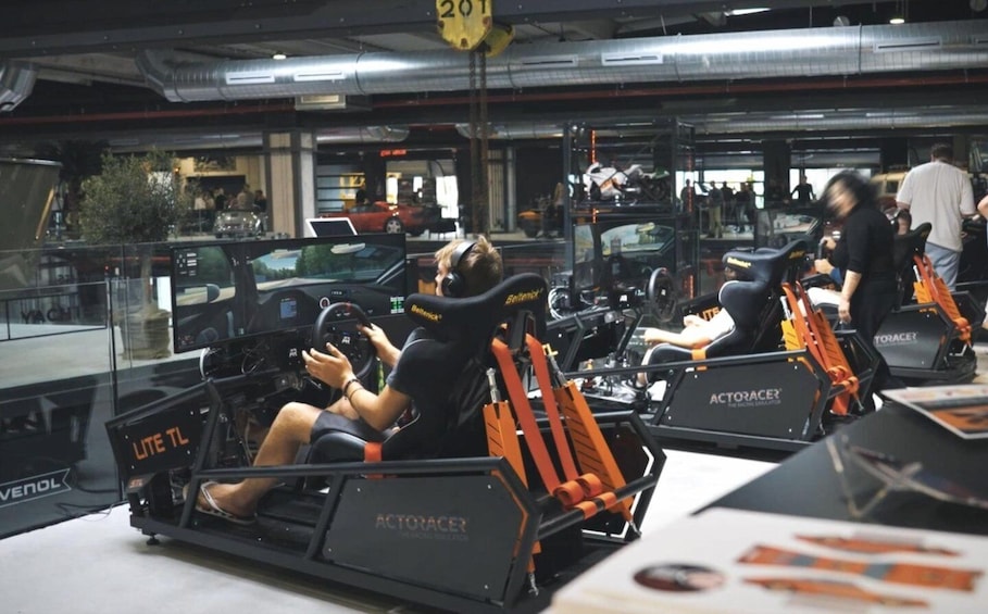 A driving simulator with multiple participants. 3