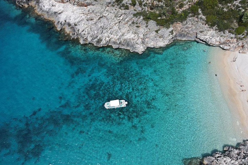 Dhermi Boat Tour to Grama Bay Blue Gem Cave and Swim Snorkeling 2