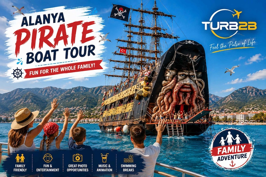 Alanya Pirate Party Boat Tour with Music, Lunch & Swim Stops 1