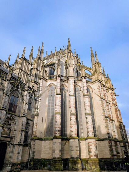 A Gothic cathedral with intricate spires and stained glass windows. 5