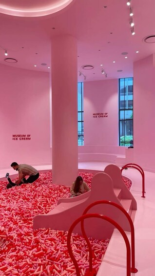 An indoor space with pink walls and floors, labeled as the Museum of Ice Cream. 3