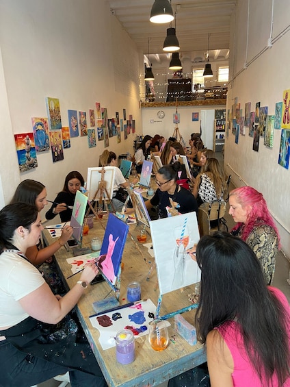 Picture 3 for Activity Barcelona: Learn to paint, sip wine, enjoy snacks & music 3
