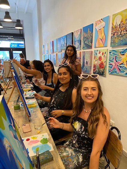 Picture 8 for Activity Barcelona: Learn to paint, sip wine, enjoy snacks & music 2