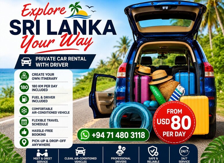 Sri Lanka Car Rental with Driver - 3 Days Minimum, 180km/Day 1