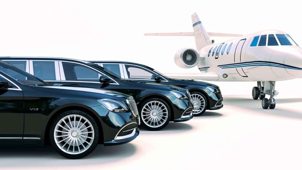 Three luxury cars and a private jet. 1