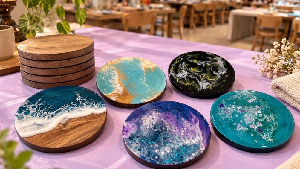 Picture 11 for Activity Melbourne: Resin Art Classes - Cheeseboard & Coasters 5