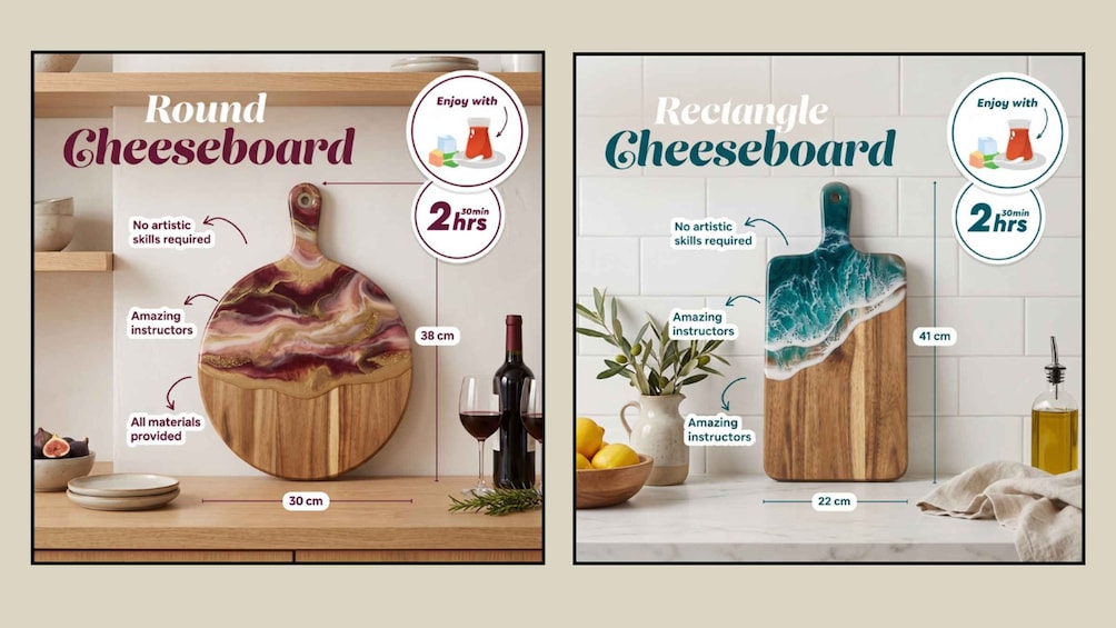 Picture 7 for Activity Melbourne: Resin Art Classes - Cheeseboard & Coasters 3