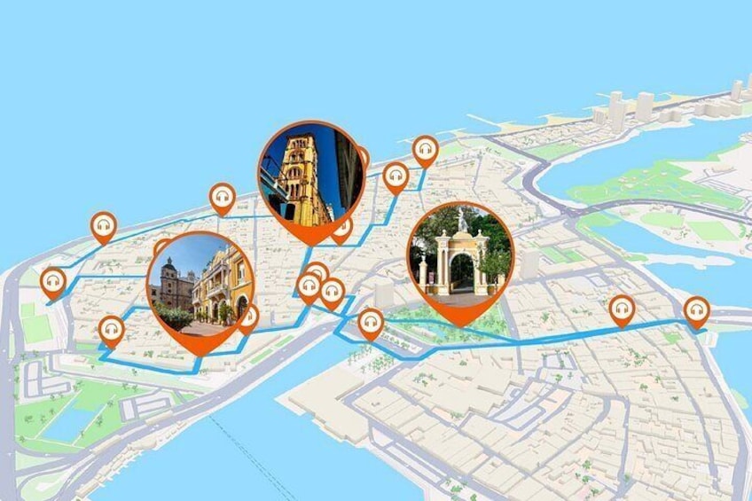 A map with landmarks and routes. 5
