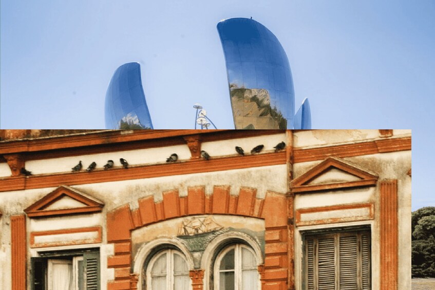 A building with arched windows and a decorative facade. 5
