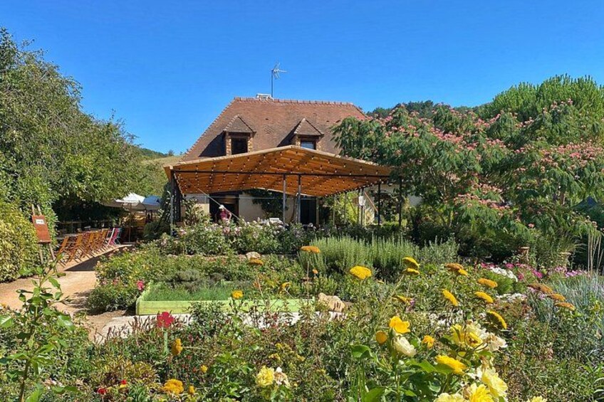A house with a garden and a pergola. 2