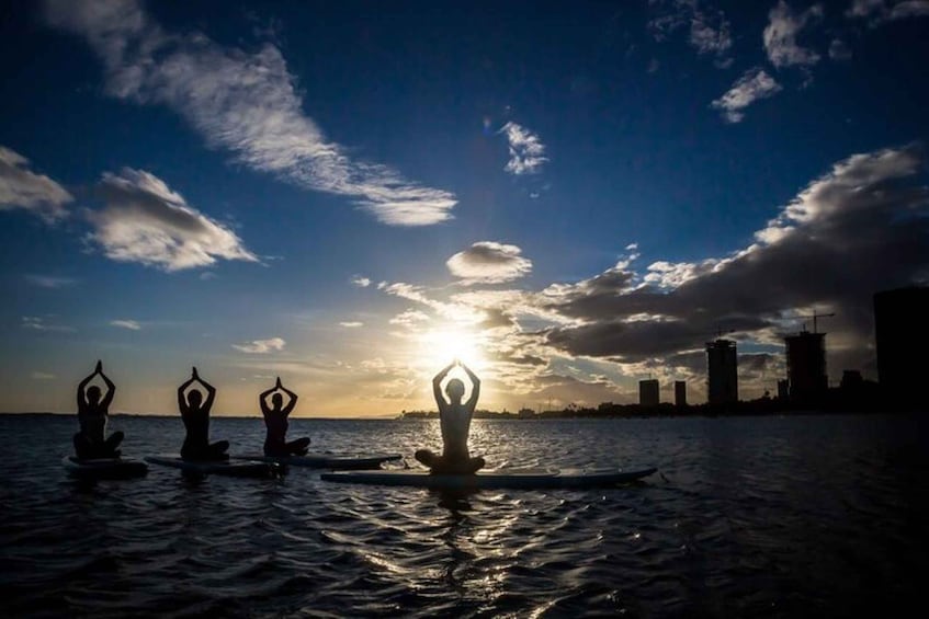 Picture 2 for Activity Honolulu: Sunset SUP Yoga Class 3