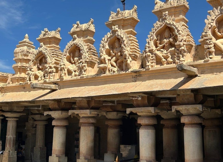 A temple with intricate carvings and multiple spires. 5
