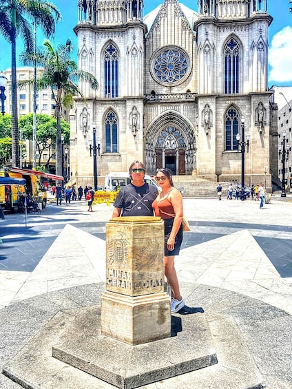 A historic cathedral with intricate architecture and a large circular window. 2