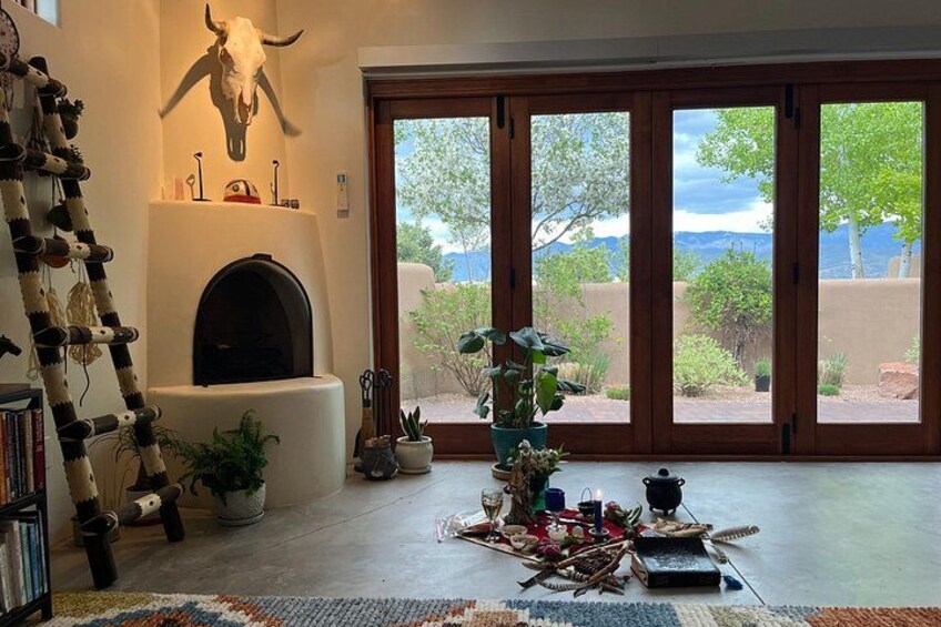 My glorious studio, overlooking the Sangre de Christo Mountains and Santa Fe Opera House. 2