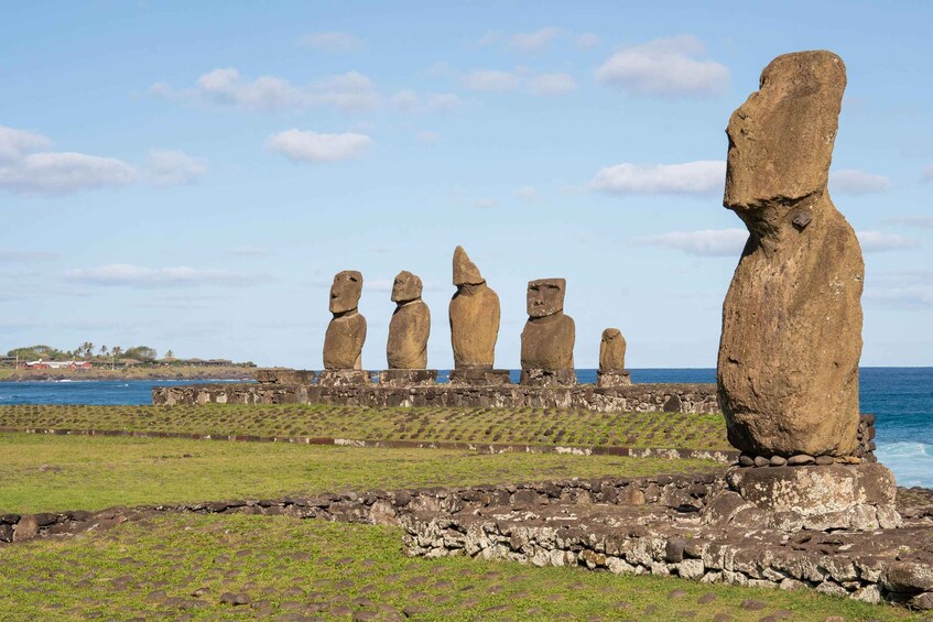 A row of Moai statues on Easter Island. 2