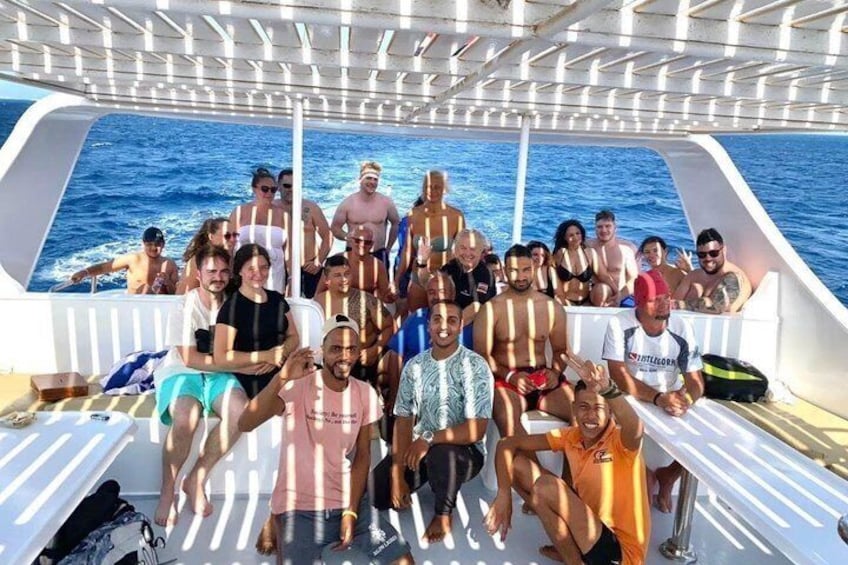 International guests enjoying a full-day Dolphin House cruise from Hurghada 2