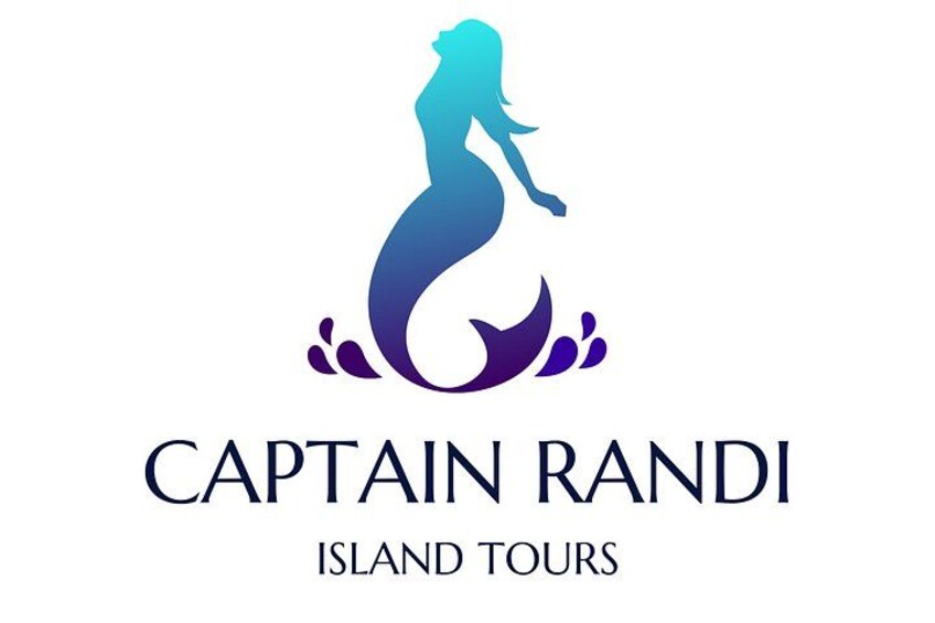 Un logotipo con la silueta de una sirena y el texto 'Captain Randi Island Tours'. 2