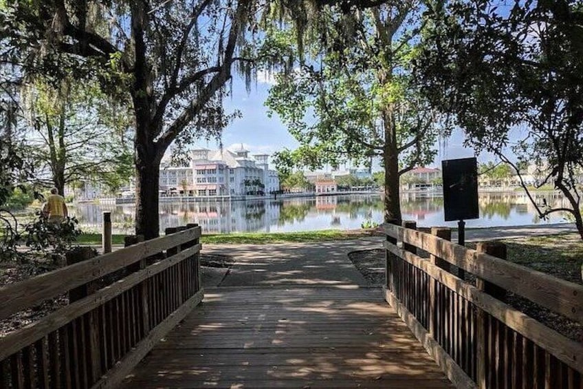 Find us behind the Celebration Hotel on the lake 2