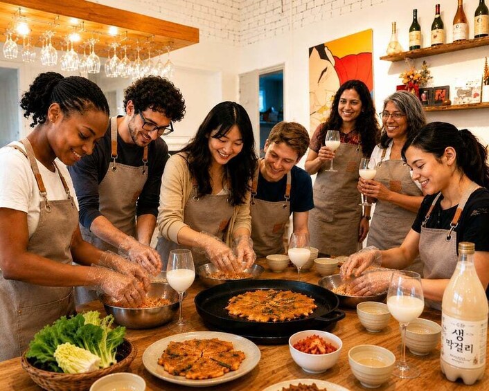 Picture 8 for Activity Seoul: Kimchi Dishes Cooking Class with Wine Pairing 3