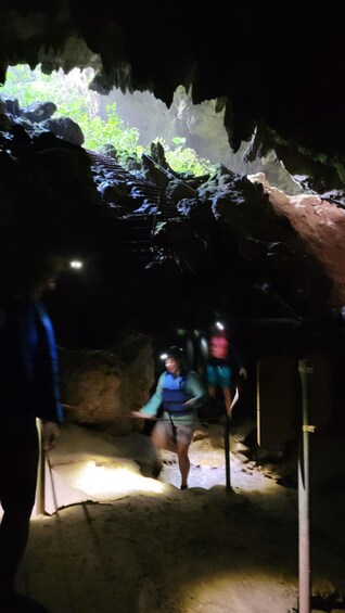 A cave with stalactites and stalagmites. 3