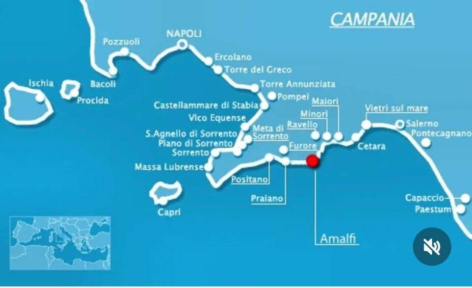 A map of Campania with locations like Naples, Positano, and Amalfi highlighted. 4