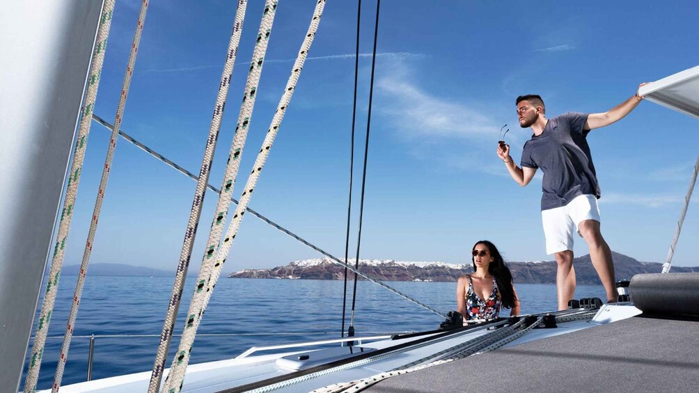 Picture 6 for Activity Santorini: Private Day Cruise with a BBQ meal and Open Bar 3