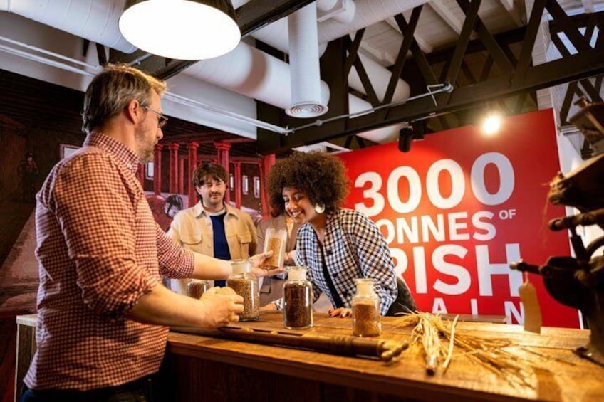 A bar setting with a sign reading '3000 tonnes of Irish'. 3