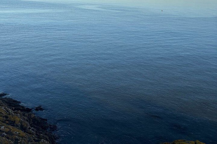 A calm sea with a rocky coastline. 5