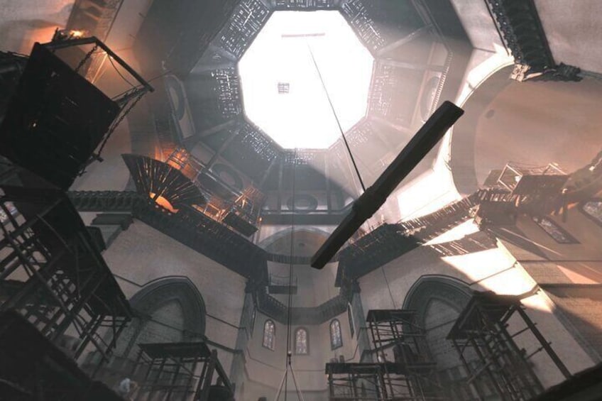 A futuristic, multi-level structure with a central hexagonal skylight. 4