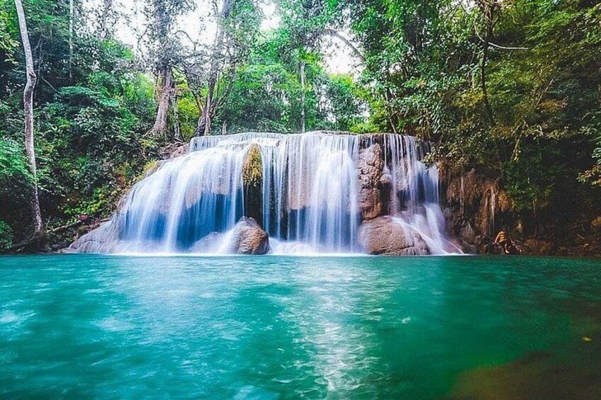 Kanchanaburi Day Trip River Kwai Death Railway and Erawan Falls 1