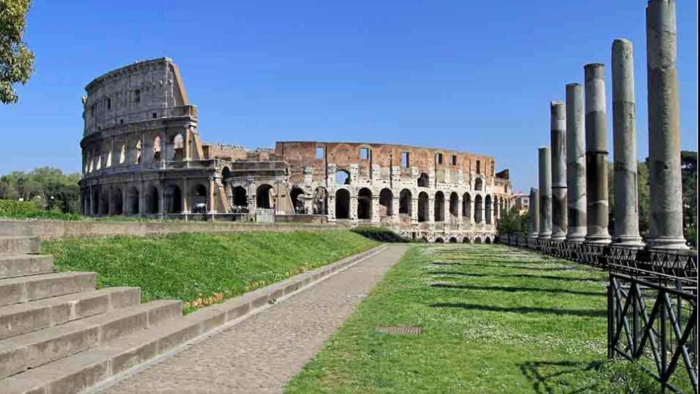 The Colosseum in Rome, Italy, with its iconic arches and columns. 2