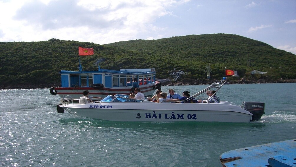 Small boats on the water in Vietnam