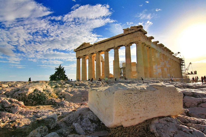 The Parthenon in Athens, Greece, with its iconic columns and ancient ruins. 3