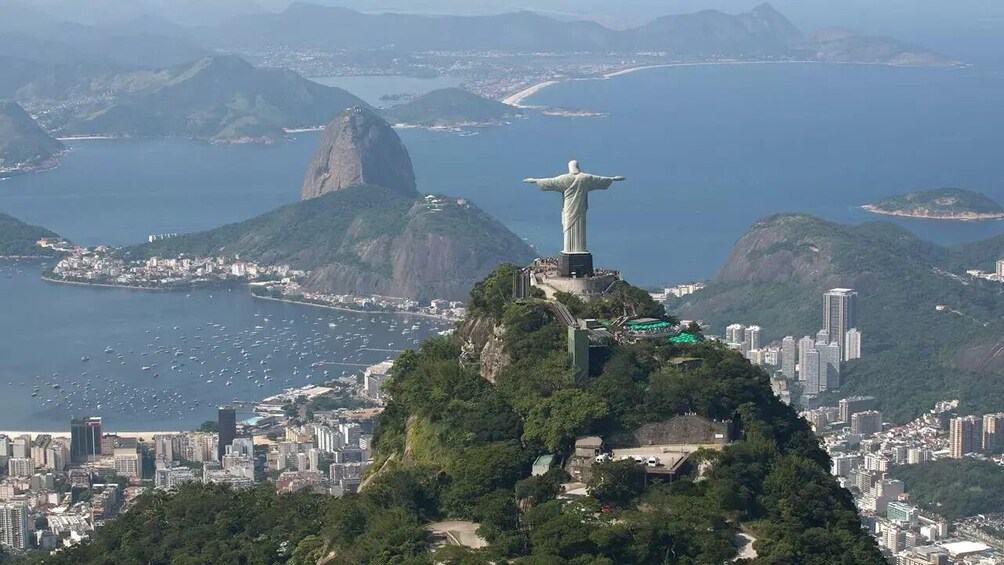 The Christ the Redeemer statue overlooking Rio de Janeiro's coastline. 2